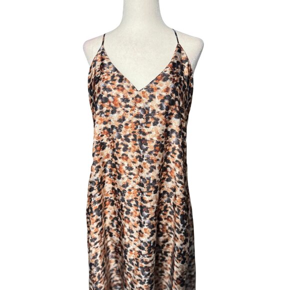 Nicole Miller New York Womens  M Animal Print Maxi Dress With Built-In Bra Brown - Picture 6 of 14